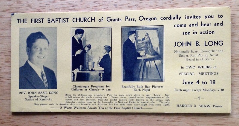 BLOTTER: EVANGELIST JOHN B. LONG VISITS FIRST BAPTIST CHURCH GRANTS PASS ORE 20s