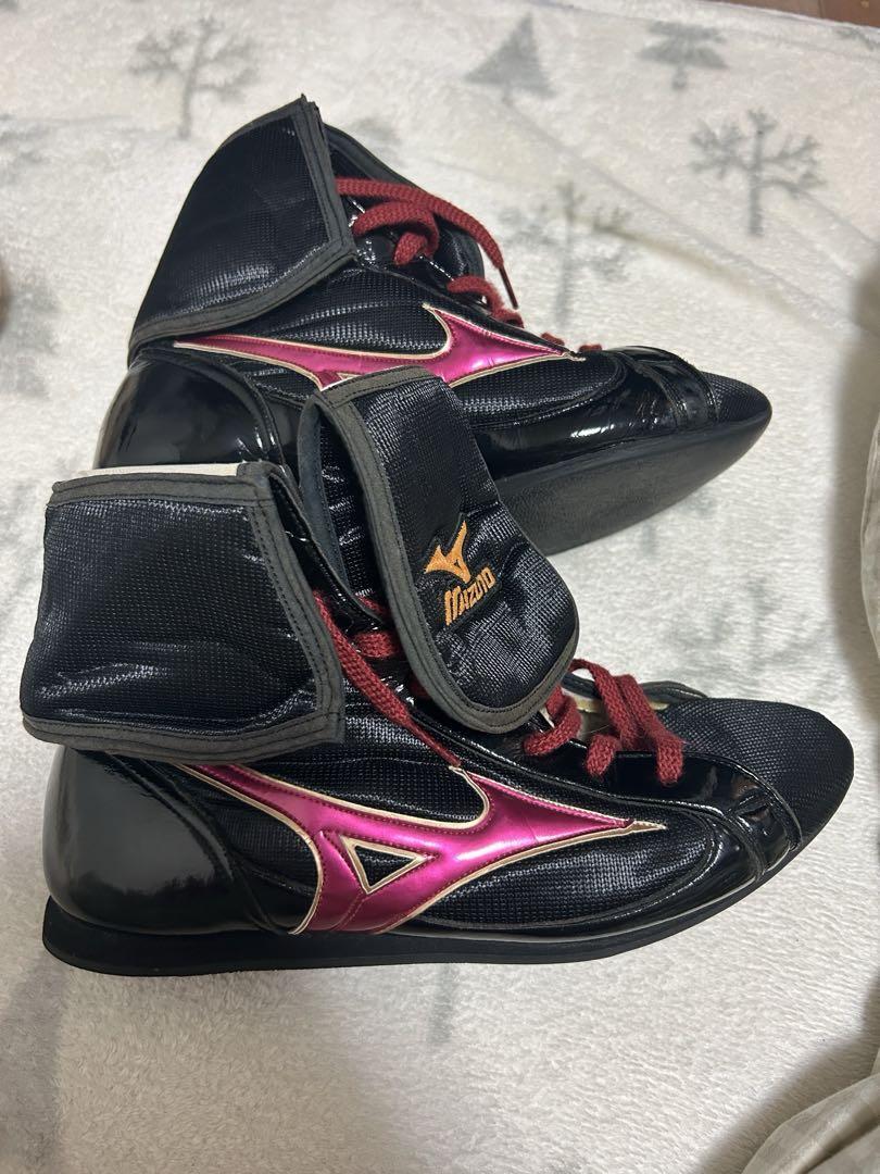MIZUNO Boxing Shoes EF184 Black Purple Line Gold US8 / 26.0