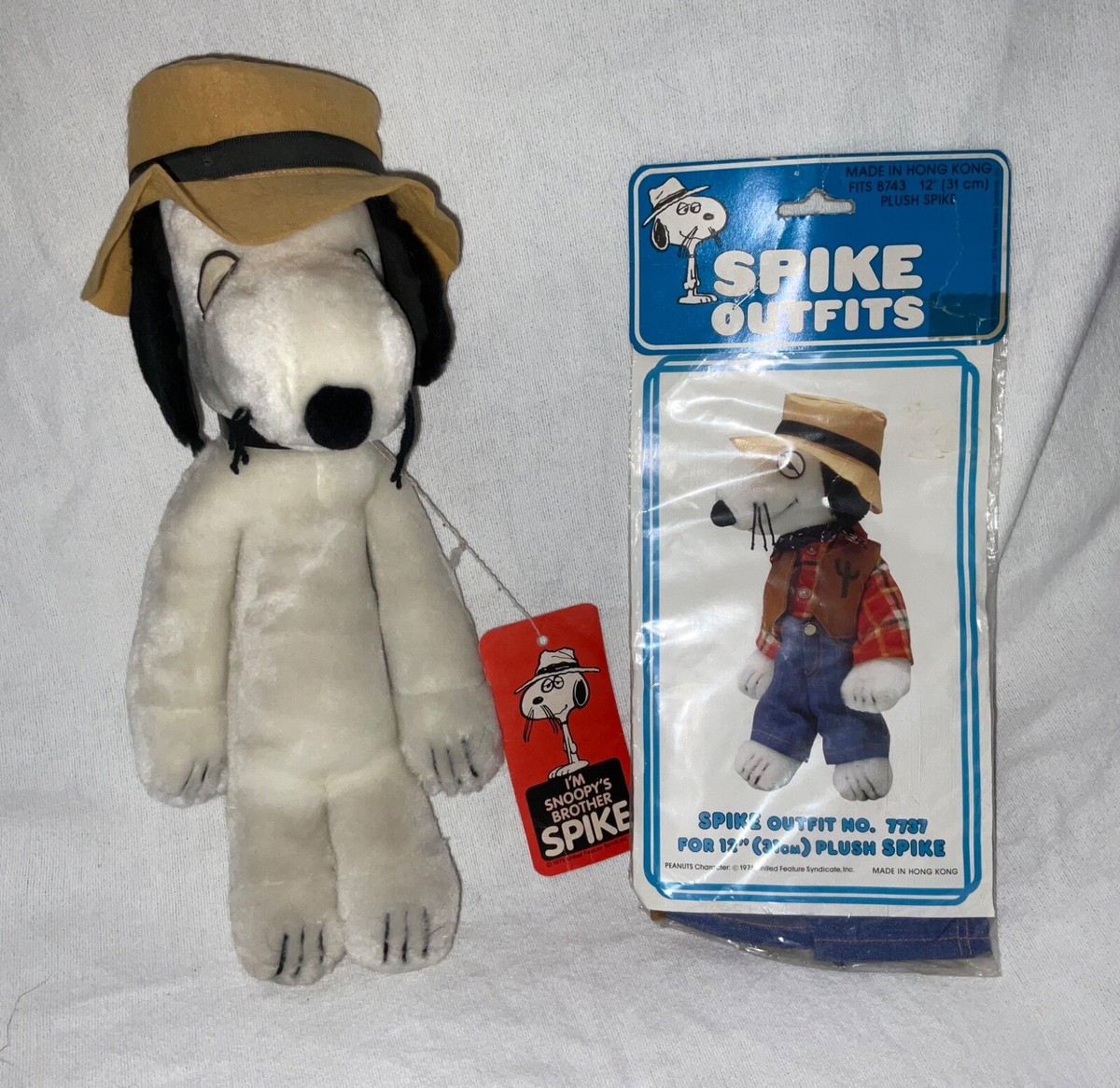 Vintage 1975 Peanuts Snoopy's Brother SPIKE 12” Plush w/Tag & 2