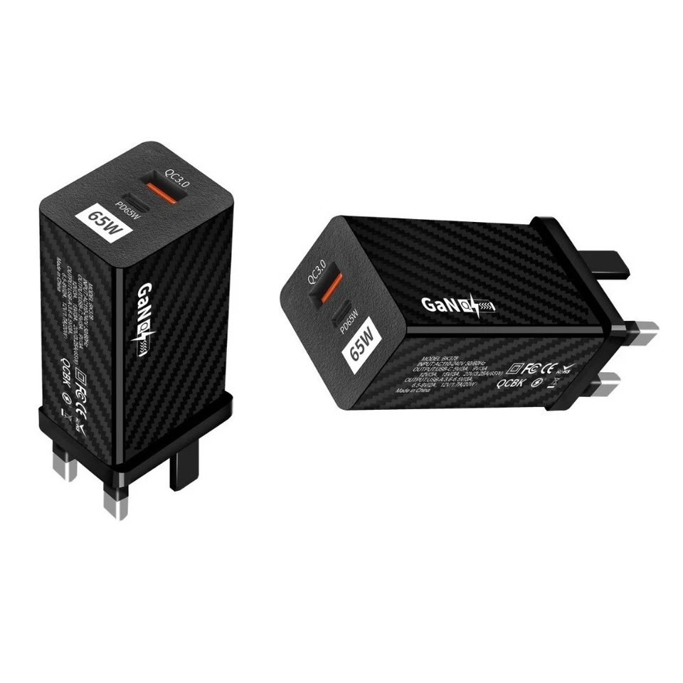 KALINI 65W GaN Fast Quick Charger PD Type-C USB QC 3.0 Wall Charger UK Plug New - Image 2 of 4