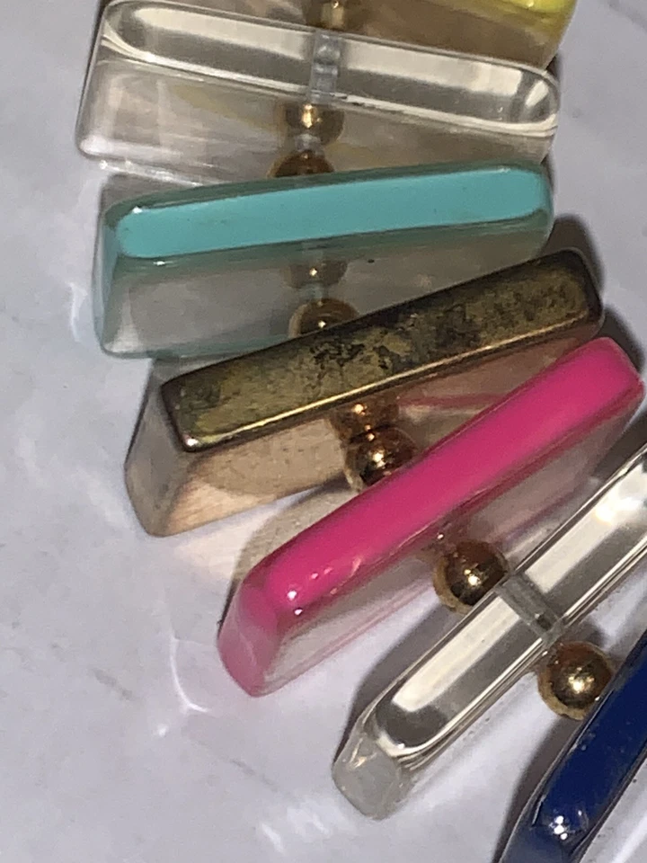 KATE SPADE NEW YORK 59 CUADRADOS DE VIDRIO DORADO Teal Amarillo Rosa Azul Real ¡Claro!!! Foto 3 de 4