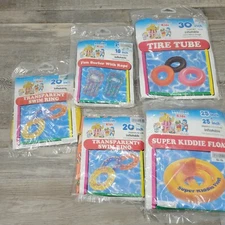 5 Vintage Seaside Kids  Inflatable Lot Ring Pool Swim Ring Fish Blue Tire Tube