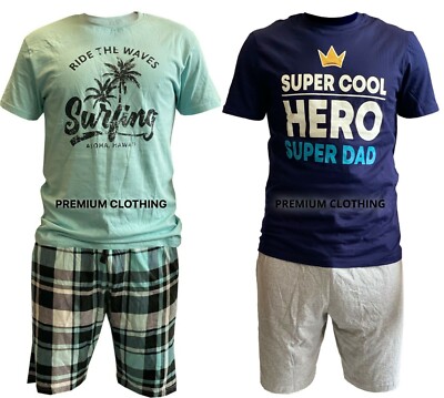 EX STORE Herren Shorty BAUMWOLLE Pyjama Kurzarm Set Nachtwäsche Pyjama Loungewear