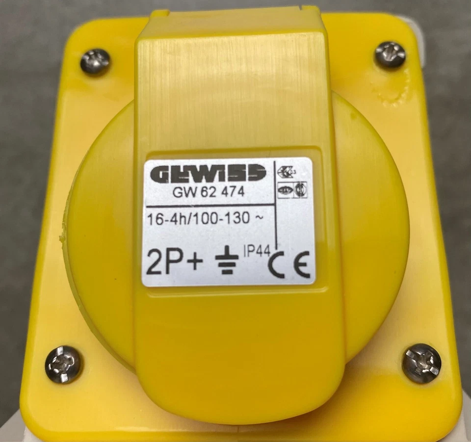 GEWISS GW62474 90 Degree SURFACE Socket Outlet, IP44, 2P + E, 16A, 100-130V - Image 4 of 4