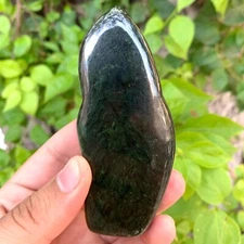 260g Beautiful Natural Dark Green Nephrite Jade Free Form, Nephrite Jade