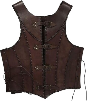 Handmade Medieval Chest Armor Vest with Belt Buckles Cosplay Waistcoat