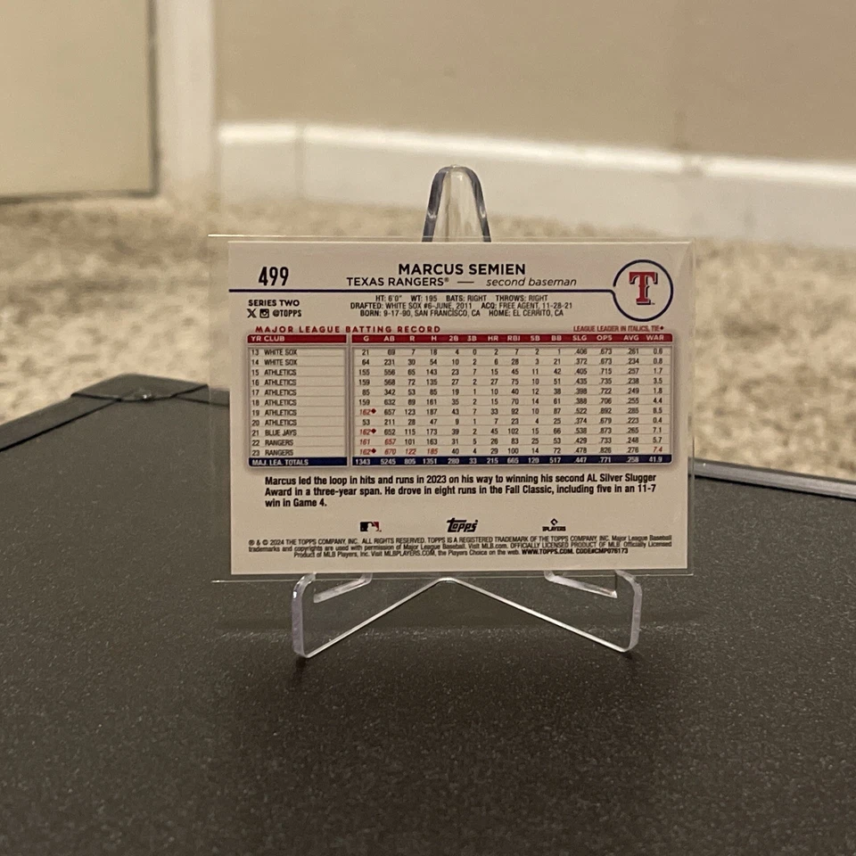 2024 Topps Marcus Semien #499 All-Star Game Foil Refractor SSP Texas Rangers - Image 2 of 2