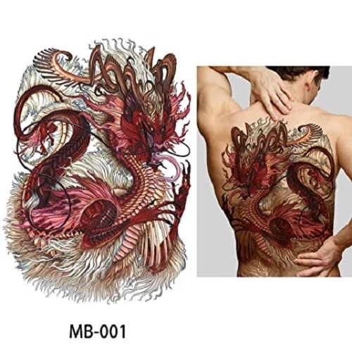 Tatuaje temporal espalda completa arte corporal grande pegatina impermeable envío rápido desde EE. UU. Foto 3 de 4