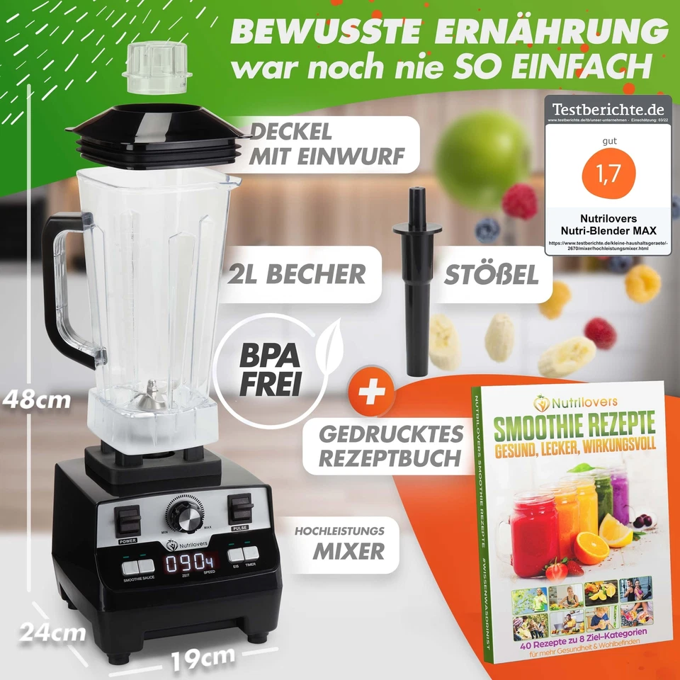 NUTRI-BLENDER MAX Hochleistungsmixer Standmixer [2000W] -100% BPA-frei - Bild 2 von 4