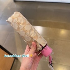 NWT Coach Signature Mini Umbrella C4322 Khaki Fuchsia