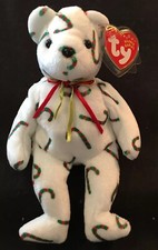 Ty White Cand-e Teddy Bear Beanie Baby 2002