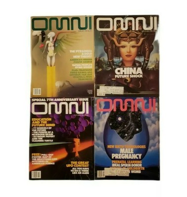 Vintage 1983 - 1985 OMNI MAGAZINE Lot of 4. George R. R. Martin & Poster inside!