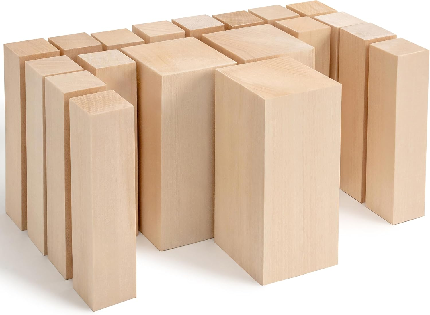 BW19 Basswood Carving Blocks Whittling Wood Kit 19PCS Wooden for Crafts Bass Set