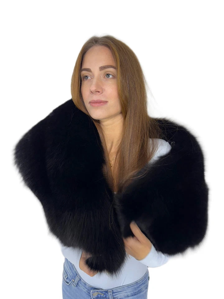 Fox Fur Shawl 47" (120cm) Saga Furs Stole Big Fur Scarf Extra Wide Fur Wrap - Image 4 of 4