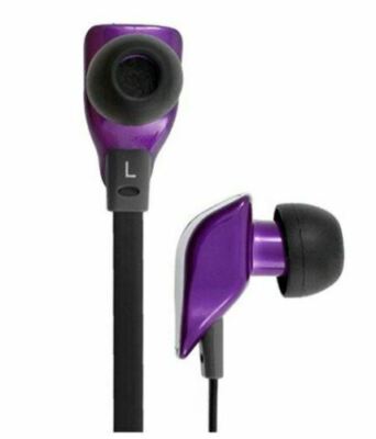 T-Mobile Stereo Headset ohne Gewirr Kordel - Flaches Kabel Kopfhörer Lila