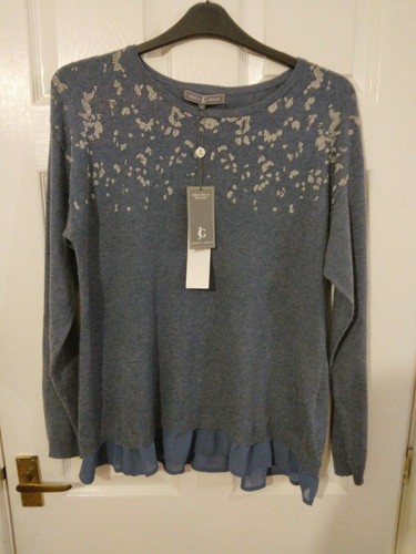Jessica Graaf denim blue fine knitted women long sleeve top size XL - Picture 5 of 10