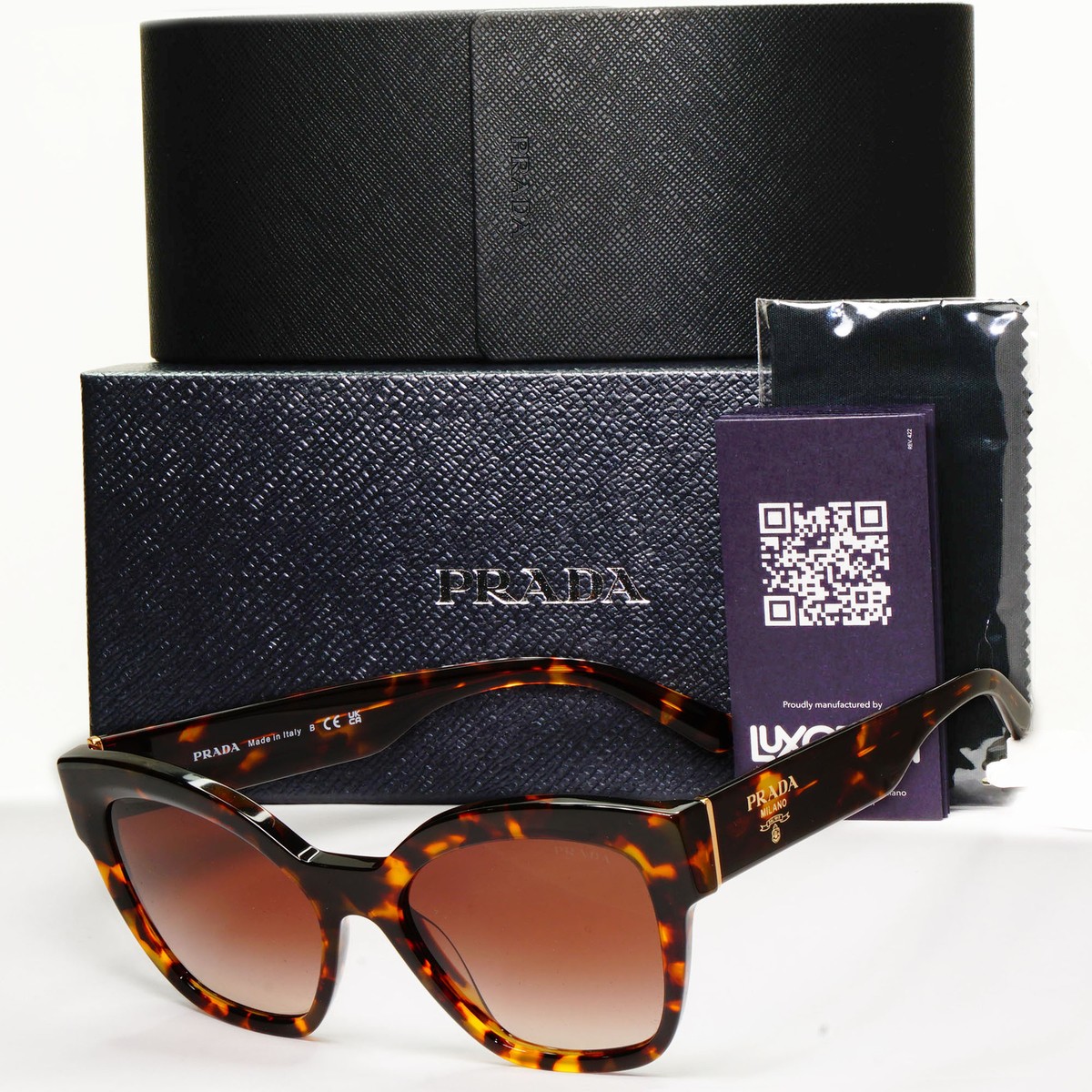 Prada Sunglasses Honey Brown Tortoiseshell Square PR17ZS SPR 17Z
