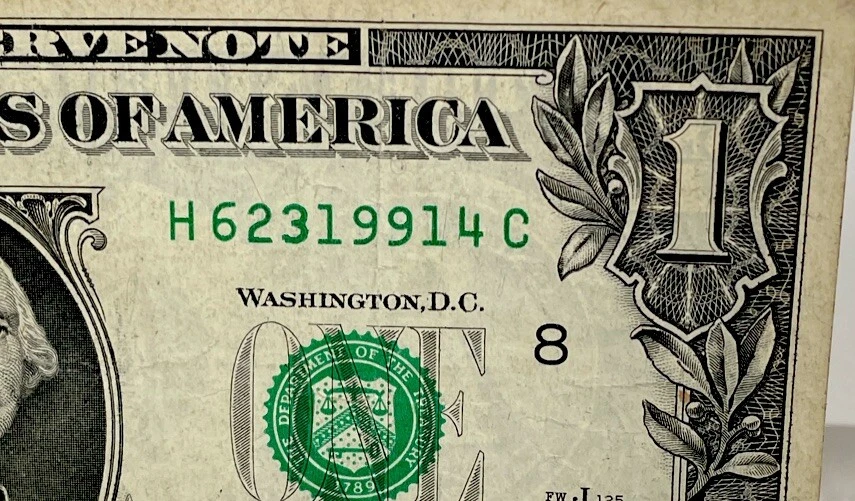 Birthday/Anniversary Dollar February 3 1991 . Fancy Serial Number Circulated - Image 2 of 4