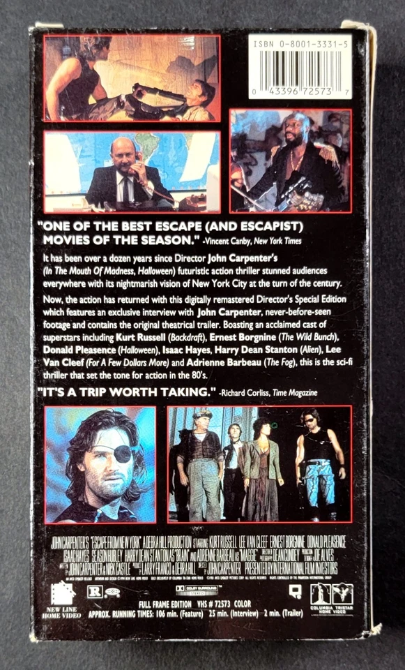 Escape From New York - Director's Special Edition (VHS, 1981) 1994 Release - Image 2 of 2