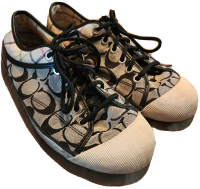 Coach Womens Shoes Size 8.5M Zorra Sneakers Gray Black Plaid
