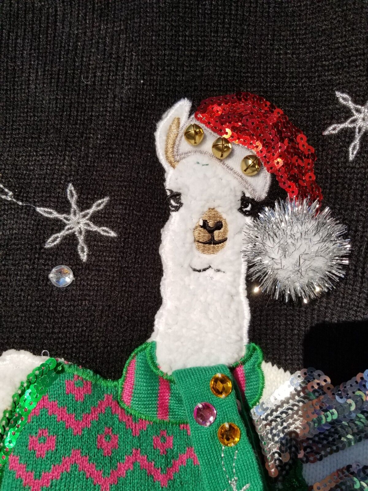 Fun Llama w Scarf BEADED XXL SEQUIN UGLY CHRISTMA… - image 6
