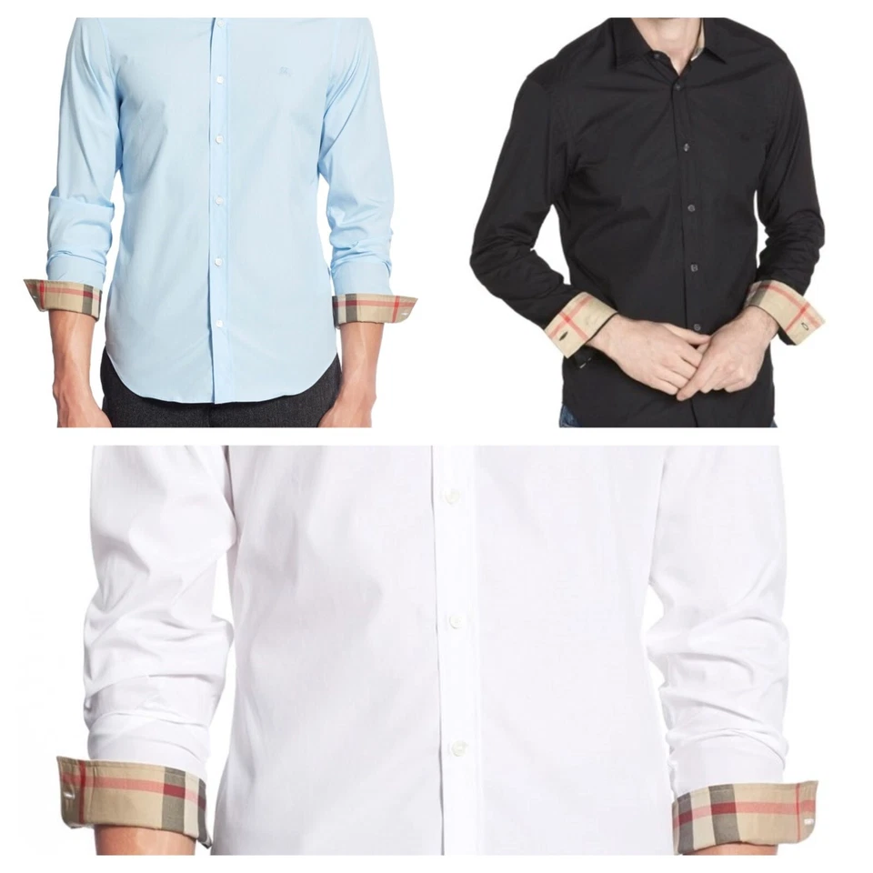 HENRY SLIM FIT DRESS SHIRT BURBERRY Henry Long Sleeve Cotton Men's Dress Shirt - Slim FIT - New