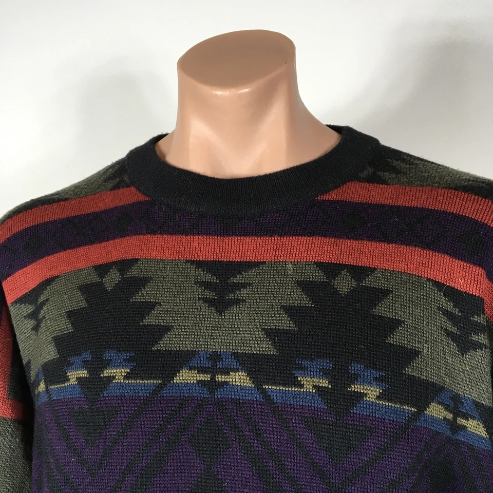 SUÉTER ESQUÍ OBERMEYER ALPINO Nórdico LANA/ACRÍLICO TALLA L Azteca Vintage Años 80 Nieve Foto 3 de 4