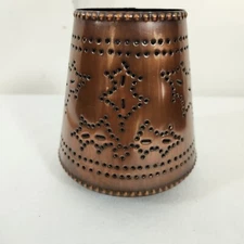 Vintage Irvin's Tinware Copper Punched Tin Jar Candle Shade Christmas Holly Leaf