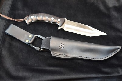 Wolfgangs Impetus Outdoormesser mit Lederscheide - Griff dunkel - Jagdmesser