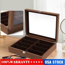 8 Slot Glasses Case Sunglasses Box Display Eyeglasses Storage Organizer Walnut