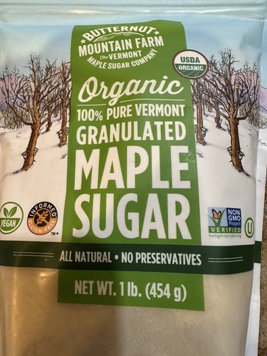 Butternut Mountain Farm 100% Pure Organic VT Maple Sugar 1LB Bag Reclosable - Picture 2 of 6