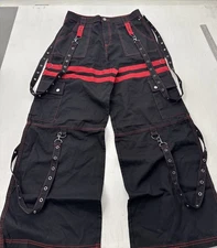 Hot Topic Black Red Pants Chain Detail Women’s Size 11 32x31 Goth Rave Emo
