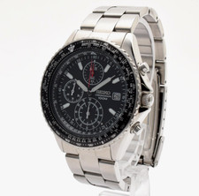 [N MINT] SEIKO Flightmaster 7T92-0CF0 Pilot Black Quartz 40mm Men's Watch JAPAN