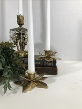 Vintage Solid Brass Candle Holders Flower Candle Holder Pair of 2 Candle Sticks
