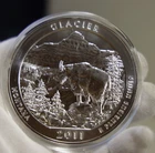 2011  5oz. Five Ounce Silver ATB Glacier, MT Coin Unc
