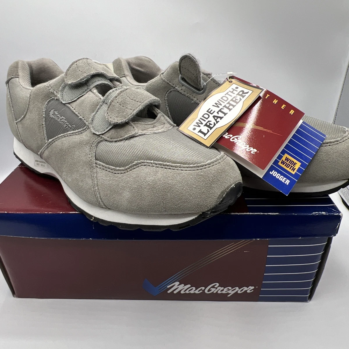 Vintage MacGregor Men\'s 6.5 Wide Grey Suede Velcro Walking Shoes Comfort Trainer MacGregor Shoes Mens 8.5 Athletic Low Sneakers 5857 Grey  main image 2