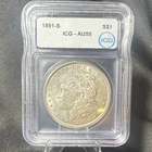 1891-S Morgan Silver Dollar $1 ICG AU55 San Francisco Mint Business Strike