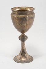 Q45M04- Mosiężny kielich Wieczernik Wieczernik Dekoracja kwiatowa posrebrzana około 1900 roku