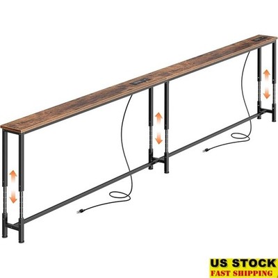 Height Adjustable Console Table W/ Dual Charging Stations Sofa Back Gap New
