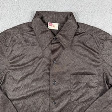 Vintage Sears Kings Road Shirt Mens Medium Brown Dot Dagger Disco Rockabilly 70s