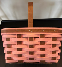 Longaberger Pink and Light Brown PEACH Spring Basket with Protector-Easter