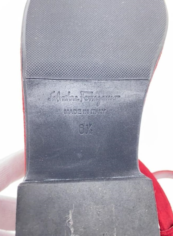 Salvatore Ferragamo Red Suede Platform Strappy Sandals [Size6.5/VG