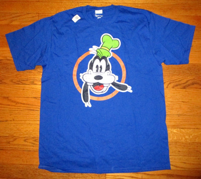 New Bright Blue Disney Goofy Face Big Smile T-Shirt Size  Large
