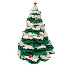 Vintage Handmade Green White Crochet Christmas Tree Nostalgic Holiday Decoration