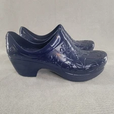 Dansko Clogs Size 40 US 10/10.5 Pixie Floral Blue Rubber Slip Resistant Shoes