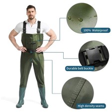 Fly Fishing Hunting Chest Waders Waterproof Stocking Foot Wader Pants with Boots
