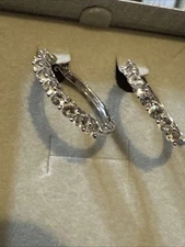 Hoop Earrings White Sapphire Zales Sterling Silver 925 Stamp
