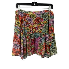 Urban Outfitters women's asymmetrical floral mini skirt L multicolored flounce