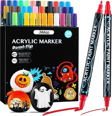 SEYY 36 Farben Premium Metallic Acrylfarben Marker 0,7 mm Extrafeine Spitze Rock