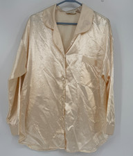 Victoria  s Secret Gold Label Vintage Nightshirt Pajama Top M Cream Lounge 90s
